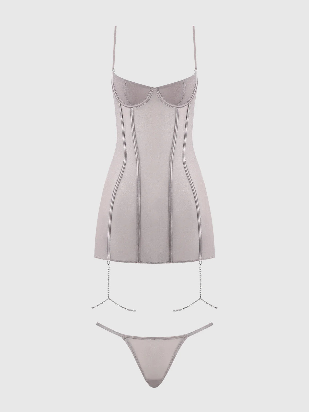 Presley Shine Mesh & Rhinestone Chemise & G-String Set