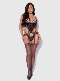 Ilena Embroidered Tulle Crotchless & Open Back Teddy - House of Desire