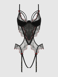 Ilena Embroidered Tulle Crotchless & Open Back Teddy - House of Desire