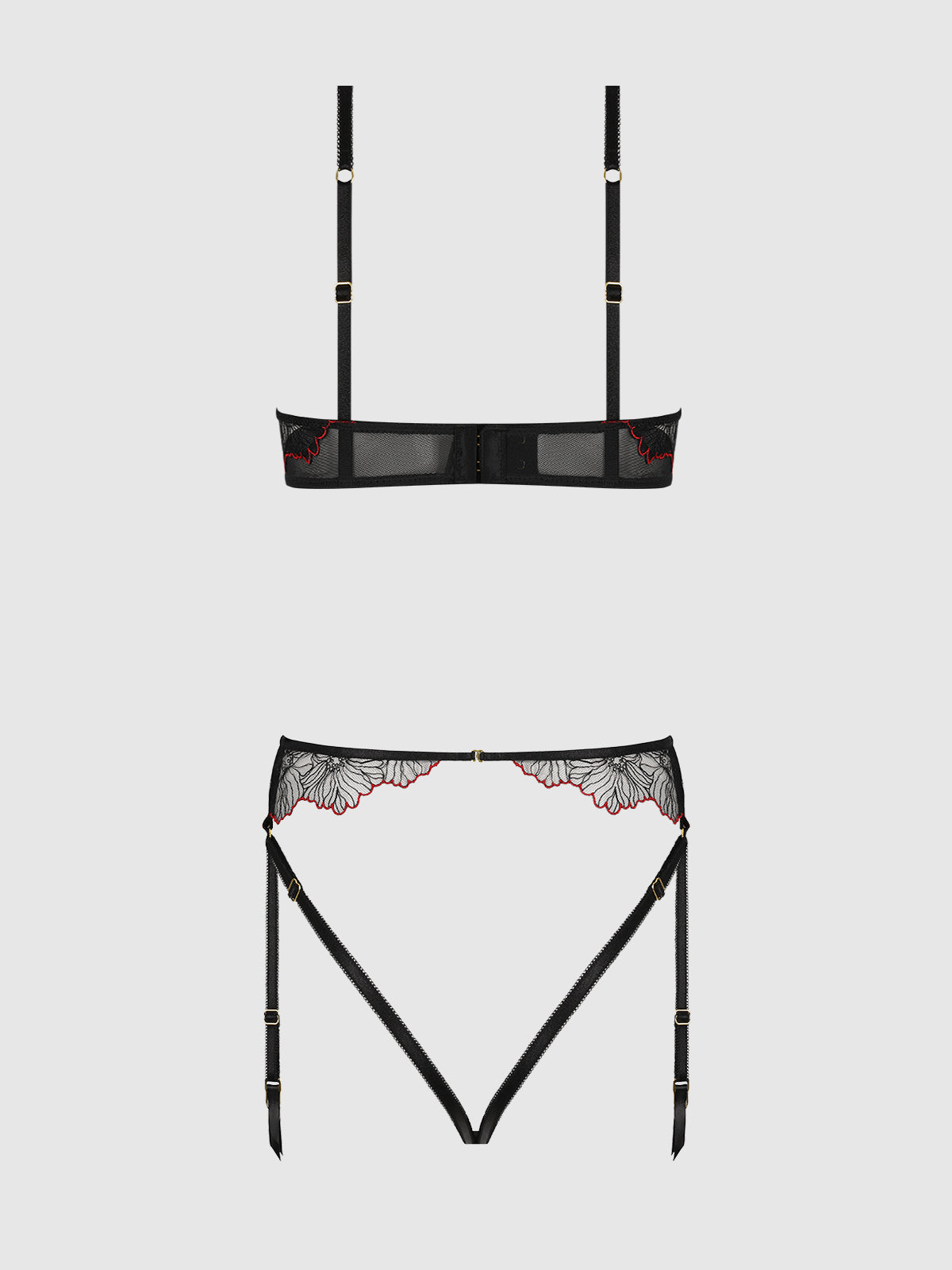 Ilena Embroidered Tulle Crotchless & Open Back Teddy - House of Desire