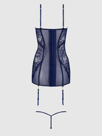 Queen Liliana Lace & Mesh Chemise Set Midnight Blue - House of Desire