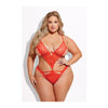 Queen Nadia Lace & Mesh Cutout Teddy Grenadine Orange