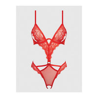 Queen Nadia Lace & Mesh Cutout Teddy Grenadine Orange
