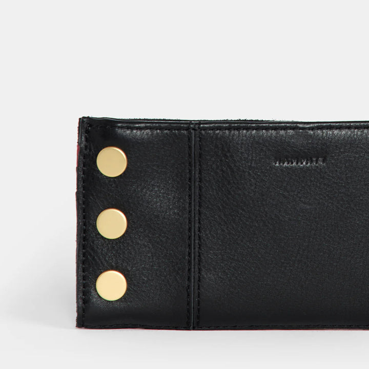 Hammitt 110 North Wallet Black/Brushed Gold Red Zip