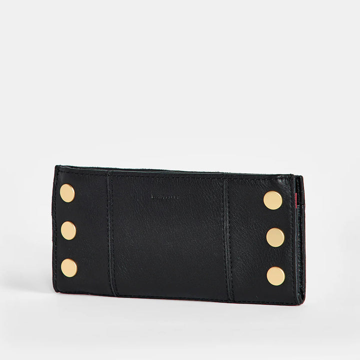 Hammitt 110 North Wallet Black/Brushed Gold Red Zip