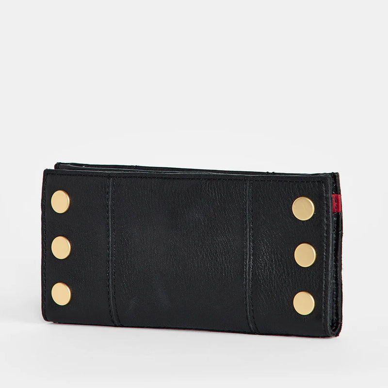 Hammitt 110 North Wallet Black/Brushed Gold Red Zip-Rebel Romance