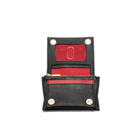 Hammitt Allen Wallet Black/Brushed Gold Red Zip-Rebel Romance