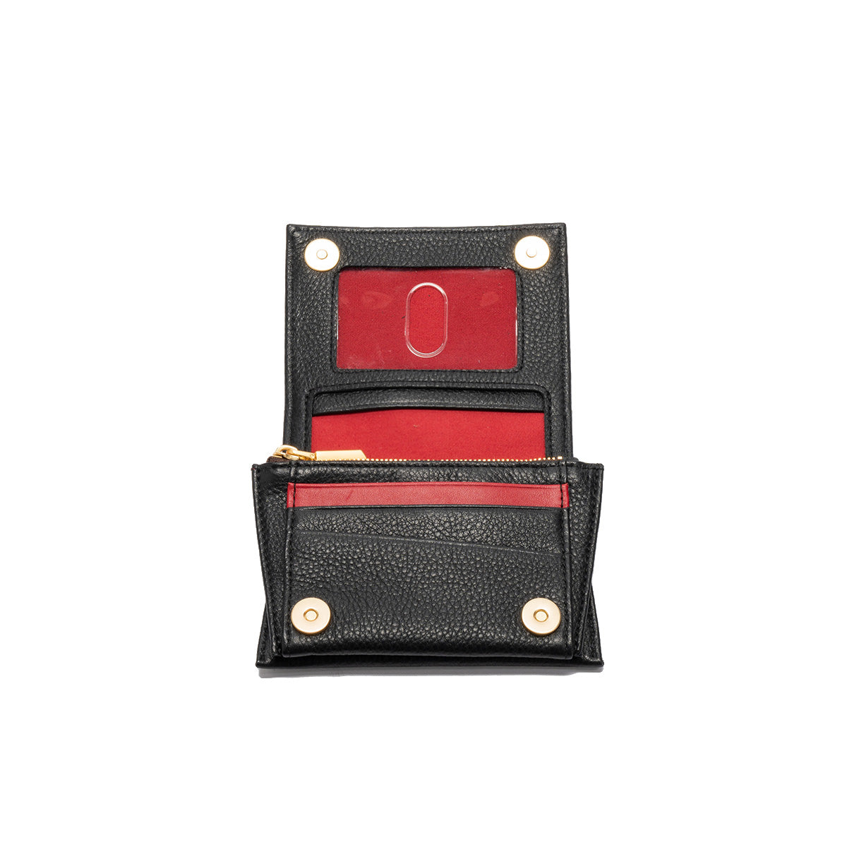 Hammitt Allen Wallet Black/Brushed Gold Red Zip-Rebel Romance