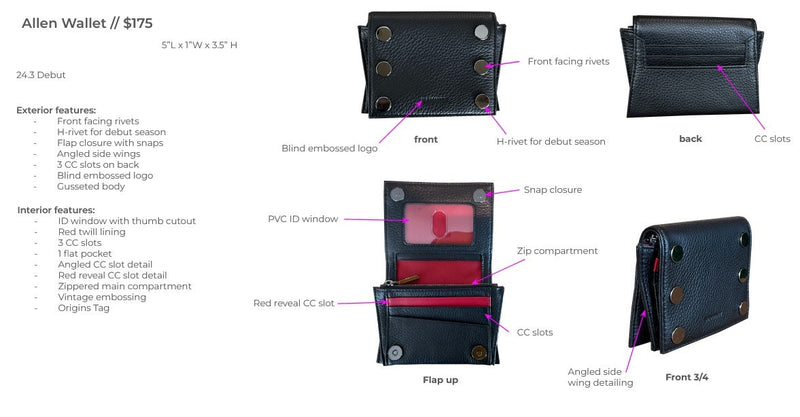 Hammitt Allen Wallet Black/Brushed Gold Red Zip-Rebel Romance