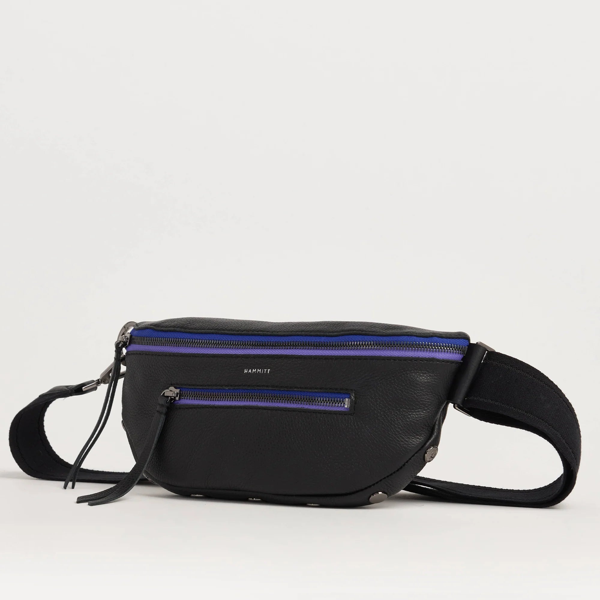 Hammitt Charles Small Leather Crossbody Bag Birthday Brite/Gunmetal-Purple Zip-Rebel Romance