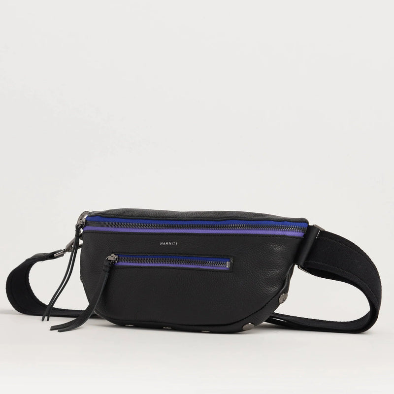 Hammitt Charles Small Leather Crossbody Bag Birthday Brite/Gunmetal-Purple Zip-Rebel Romance