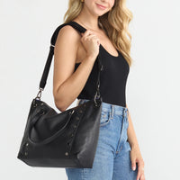 Hammitt Daniel Lrg Leather Tote Bag Birthday Brite/Gunmetal Purple Zip-Rebel Romance