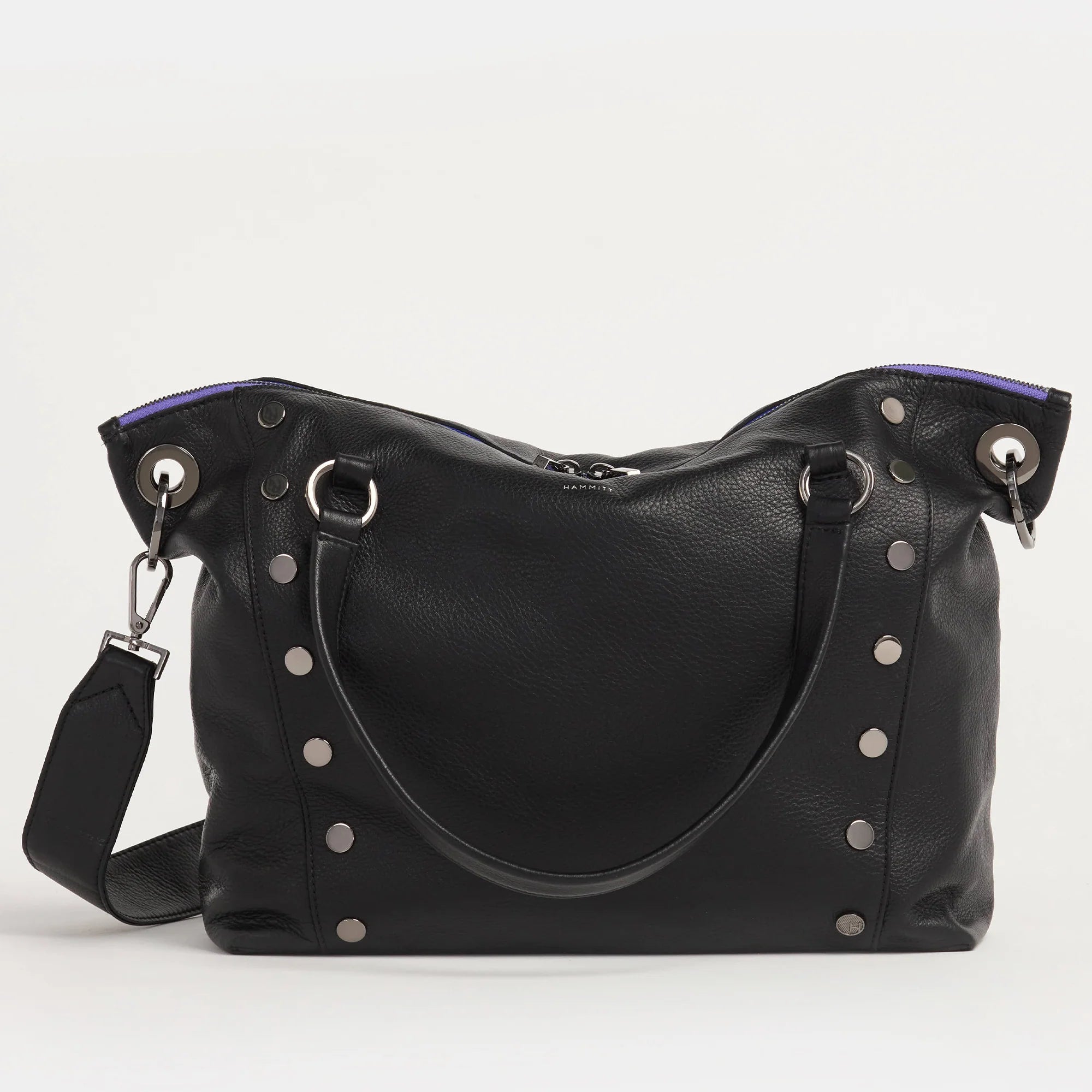Hammitt Daniel Lrg Leather Tote Bag Birthday Brite/Gunmetal Purple Zip-Rebel Romance