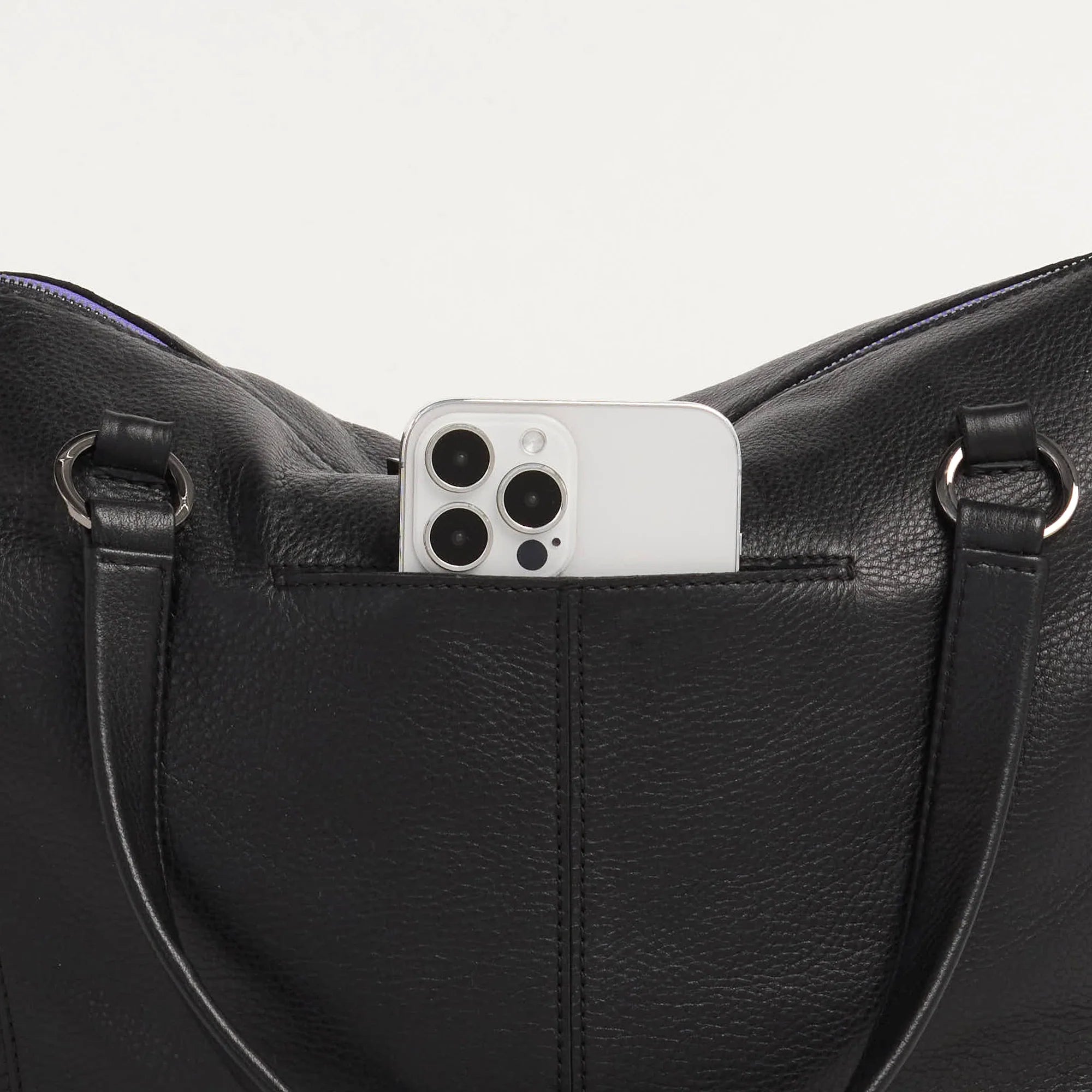 Hammitt Daniel Lrg Leather Tote Bag Birthday Brite/Gunmetal Purple Zip-Rebel Romance