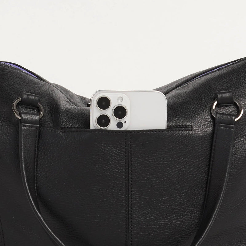 Hammitt Daniel Lrg Leather Tote Bag Birthday Brite/Gunmetal Purple Zip-Rebel Romance