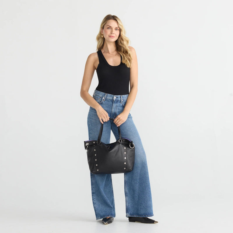 Hammitt Daniel Lrg Leather Tote Bag Birthday Brite/Gunmetal Purple Zip-Rebel Romance