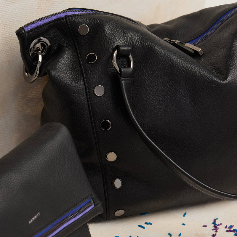 Hammitt Daniel Lrg Leather Tote Bag Birthday Brite/Gunmetal Purple Zip-Rebel Romance