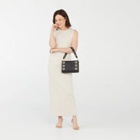 Hammitt Montana Leather Clutch Sml Handbag Black/Brushed Gold-Rebel Romance