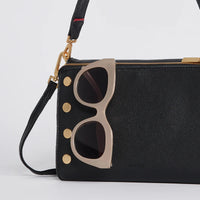 Hammitt Montana Leather Clutch Sml Handbag Black/Brushed Gold-Rebel Romance