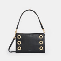 Hammitt Montana Leather Clutch Sml Handbag Black/Brushed Gold-Rebel Romance