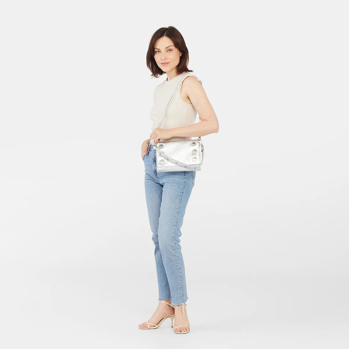 Hammitt Montana Leather Clutch Sml Handbag Sidewalk Silver/Brushed Silver-Rebel Romance