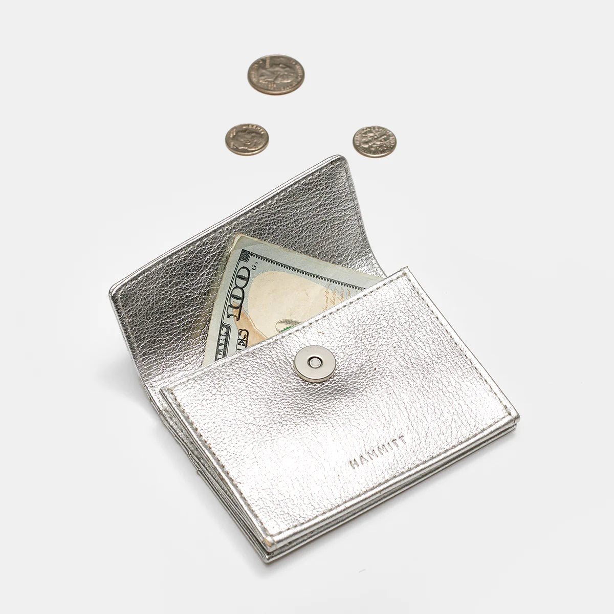 Hammitt Montana Pocket Wallet Sidewalk Silver/Brushed Silver-Rebel Romance