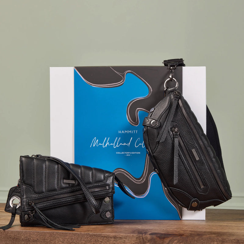 Hammitt Curtis Leather Shoulder Bag Mulholland Collection/Gunmetal-Rebel Romance