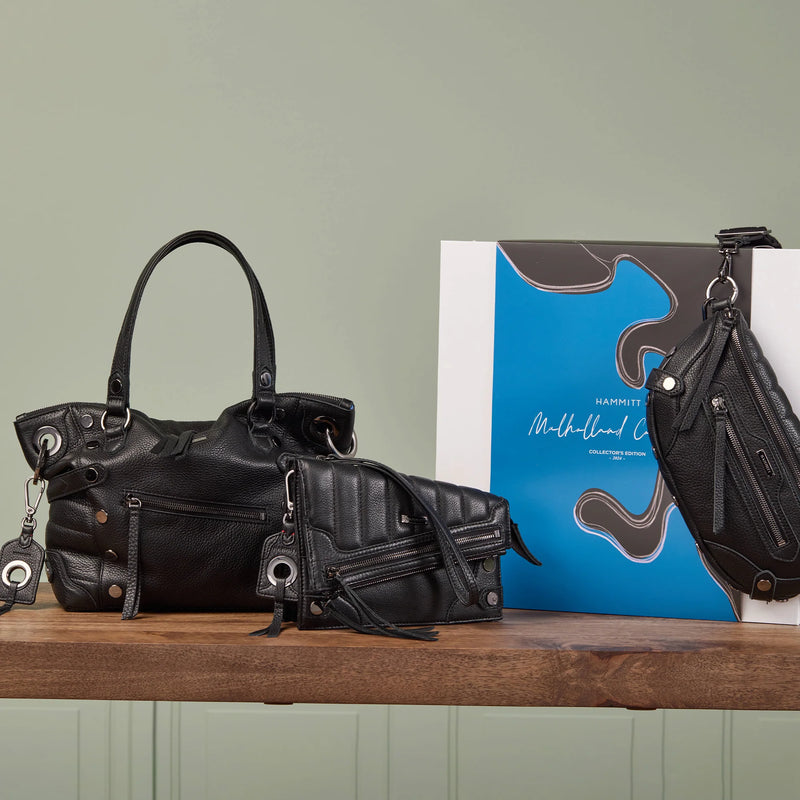 Hammitt Daniel Med Leather Tote Bag Mulholland Collection/Gunmetal-Rebel Romance