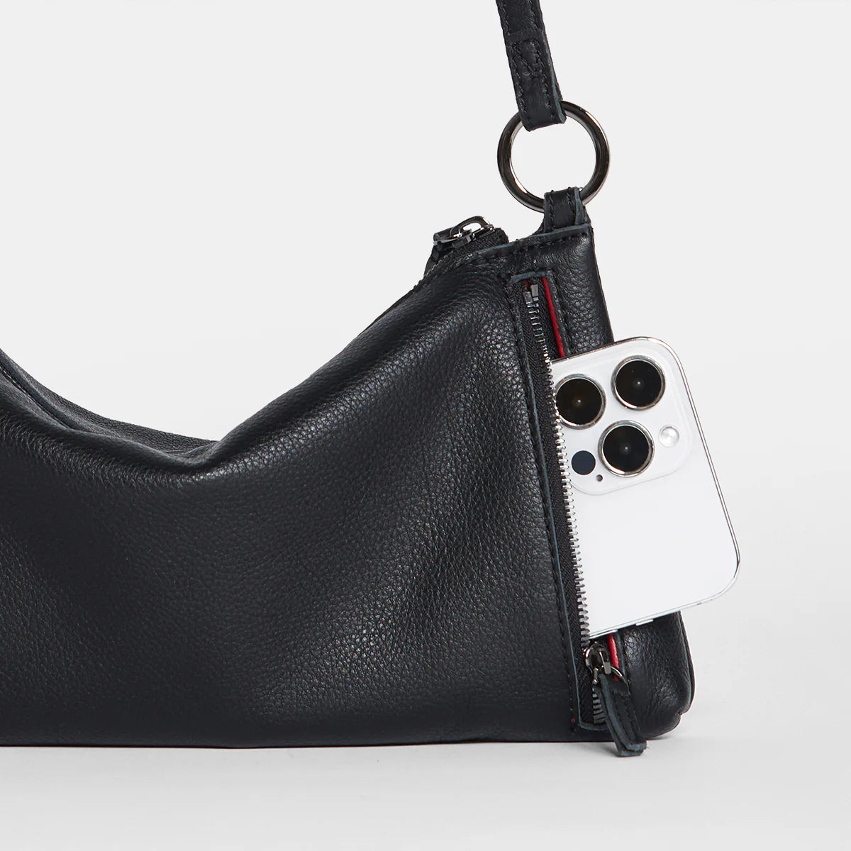 Hammitt Kyle Leather Shoulder Handbag Black/Gunmetal-Rebel Romance