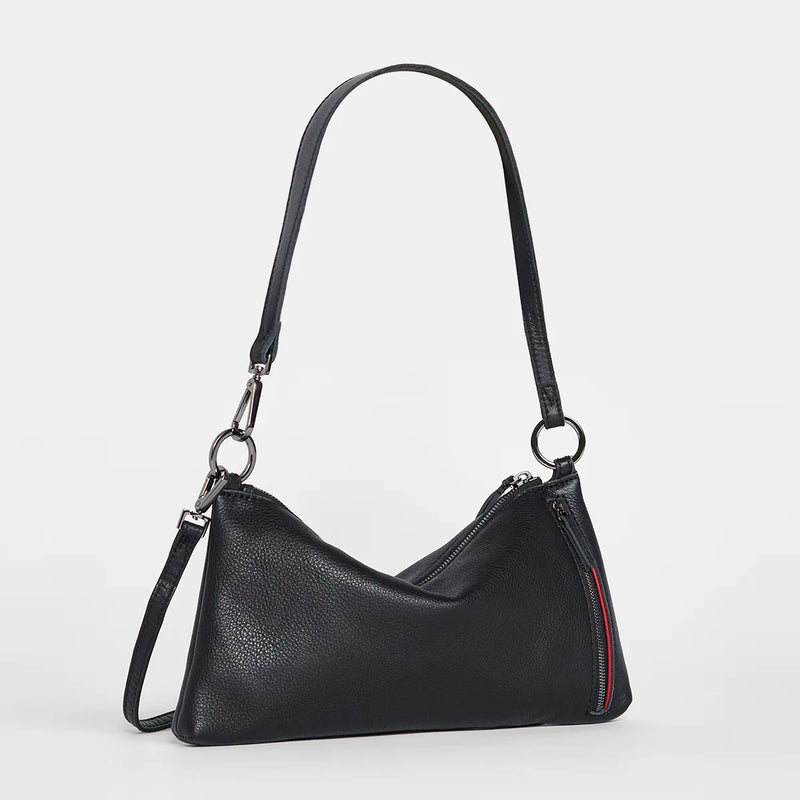 Hammitt Kyle Leather Shoulder Handbag Black/Gunmetal-Rebel Romance