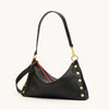 Kyle Med Leather Shoulder Handbag Black/Brushed Gold Red Zip