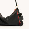 Kyle Med Leather Shoulder Handbag Black/Brushed Gold Red Zip