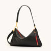 Kyle Med Leather Shoulder Handbag Black/Brushed Gold Red Zip