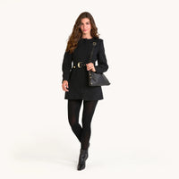Kyle Med Leather Shoulder Handbag Black/Brushed Gold Red Zip