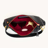 Kyle Med Leather Shoulder Handbag Black/Brushed Gold Red Zip