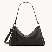 Kyle Med Leather Shoulder Handbag Black/Gunmetal