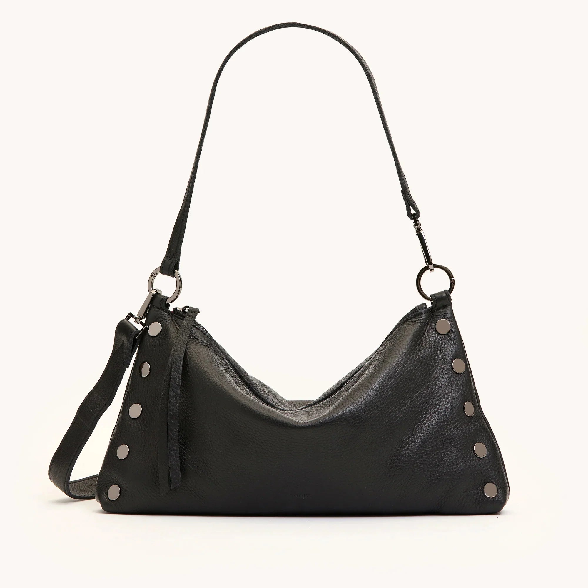 Kyle Med Leather Shoulder Handbag Black/Gunmetal