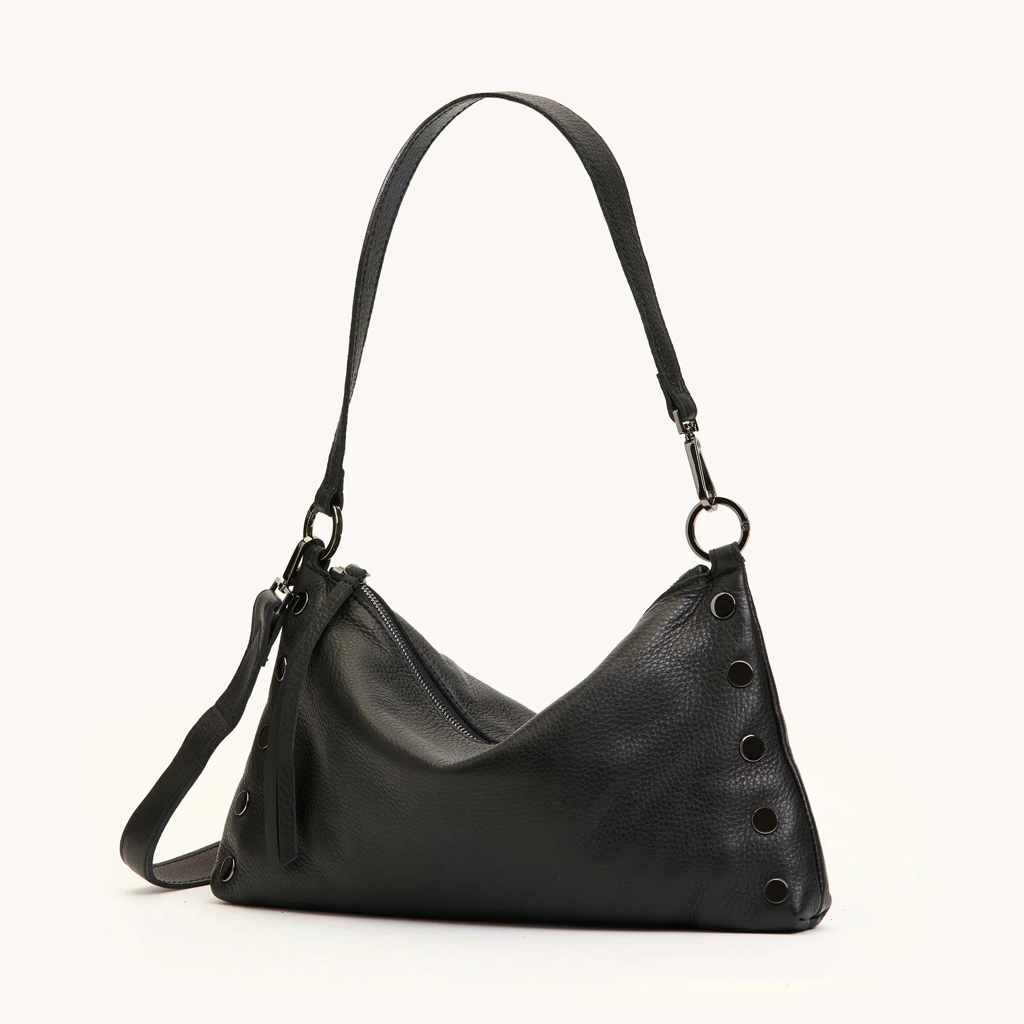 Kyle Med Leather Shoulder Handbag Black/Gunmetal