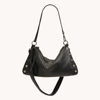 Kyle Med Leather Shoulder Handbag Black/Gunmetal