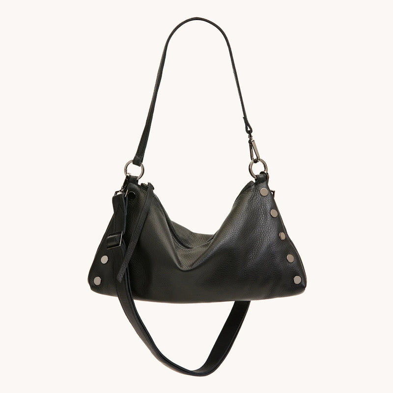 Kyle Med Leather Shoulder Handbag Black/Gunmetal