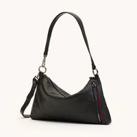 Kyle Med Leather Shoulder Handbag Black/Gunmetal