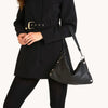 Kyle Med Leather Shoulder Handbag Black/Gunmetal