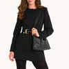 Kyle Med Leather Shoulder Handbag Black/Gunmetal