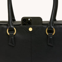 HAMMITT Meredith Med Leather Satchel Black/Brushed Gold