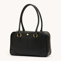 HAMMITT Meredith Med Leather Satchel Black/Brushed Gold