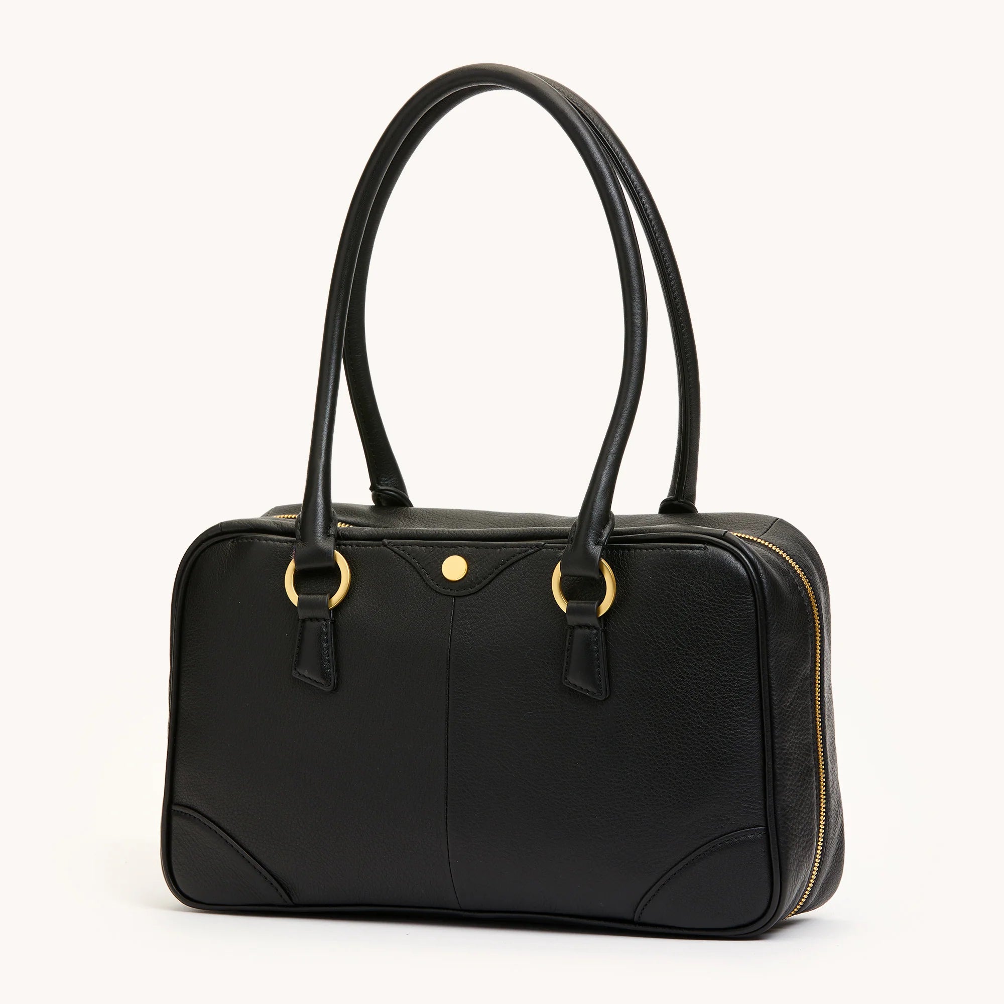 HAMMITT Meredith Med Leather Satchel Black/Brushed Gold