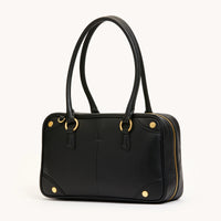 HAMMITT Meredith Med Leather Satchel Black/Brushed Gold