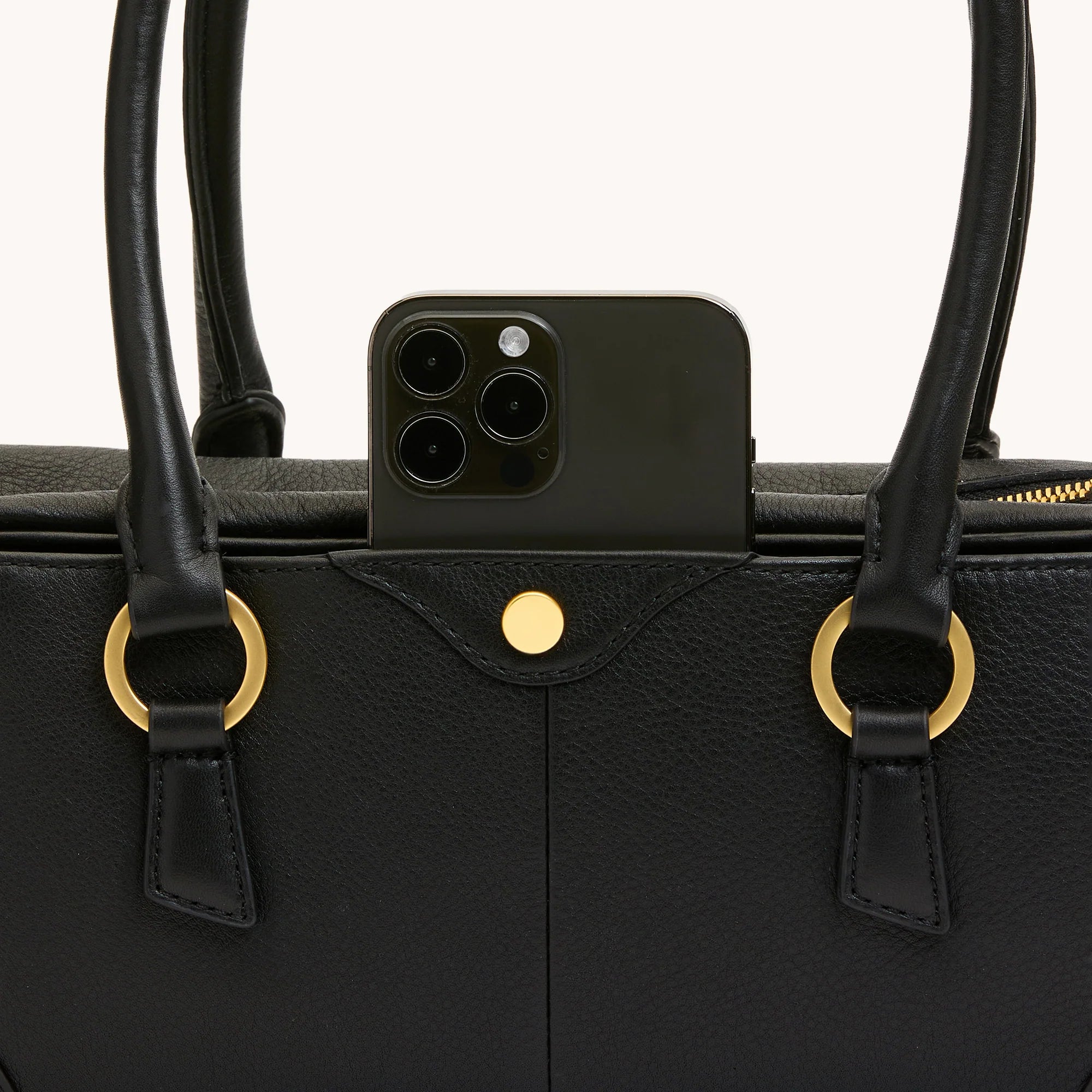 HAMMITT Meredith Sml Leather Satchel Black/Brushed Gold