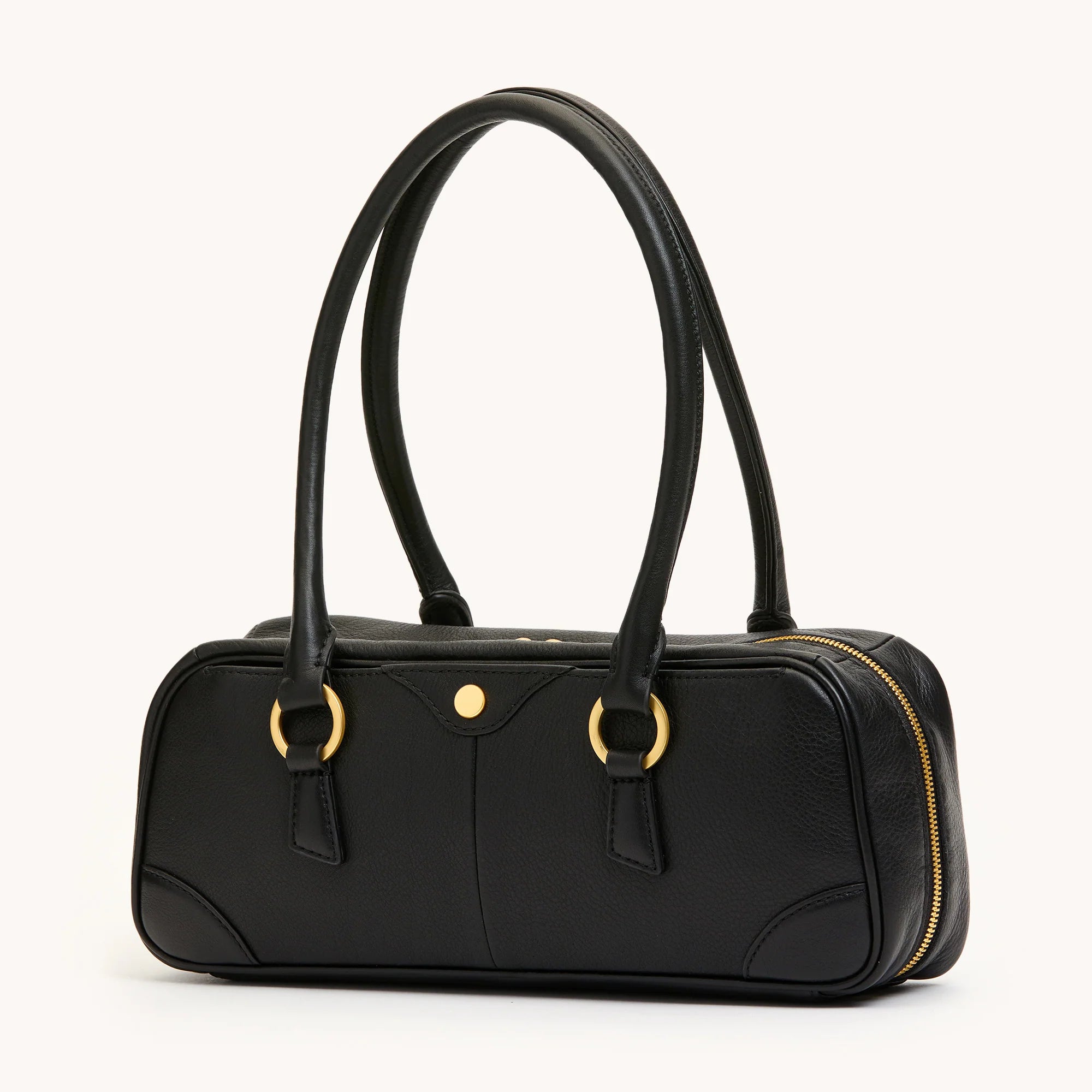 HAMMITT Meredith Sml Leather Satchel Black/Brushed Gold