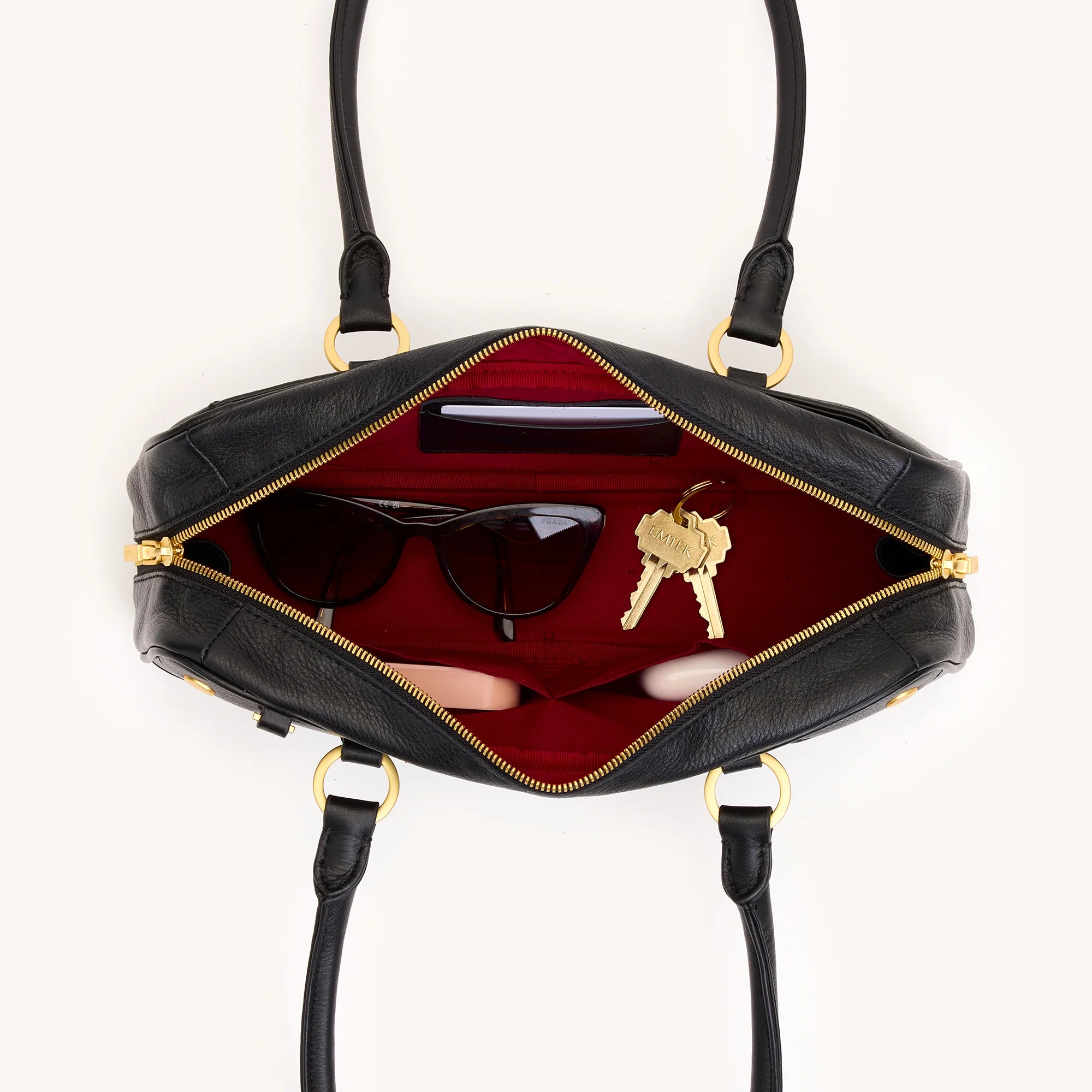 HAMMITT Meredith Sml Leather Satchel Black/Brushed Gold